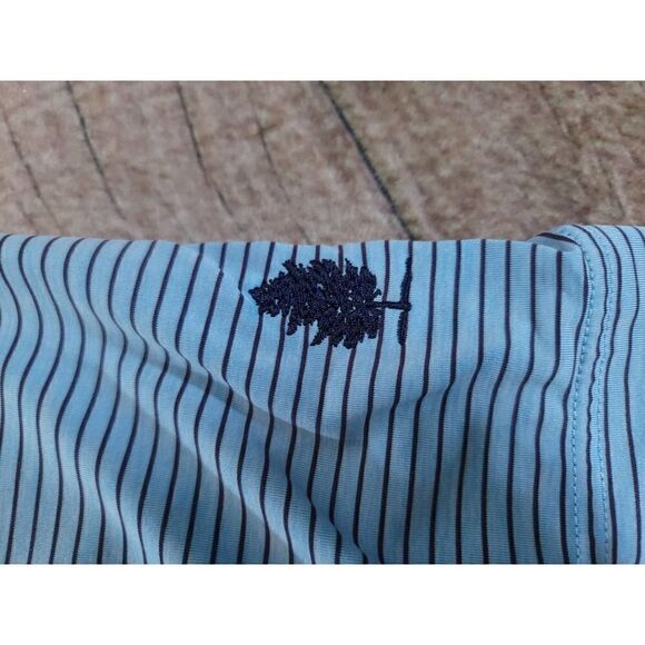 Footjoy Golf Polo Shirt Mens XL Blue Navy Stripe Short Sleeve EUC Microfiber - Picture 5 of 8